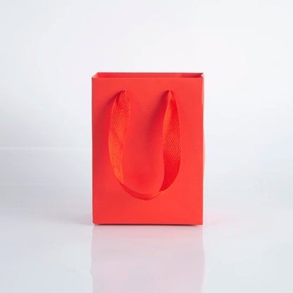 10Pack Bulk Blue White Gift Paper Bags with Ribbon Rope Kraft Handle Shopping Paper Bag 14x7x15cm Fast Food Take Away Packaging