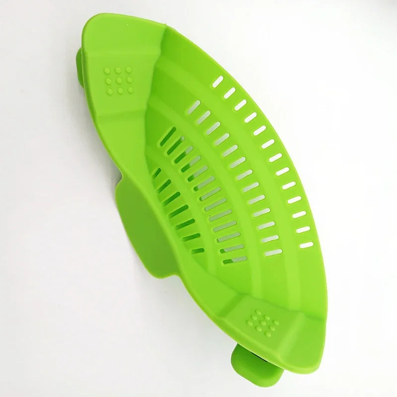 Silicone Kitchen Strainer Clip Pan Drain Rack Bowl Funnel Rice Pasta Vegetable Washing Colander Draining Excess Liquid Univers