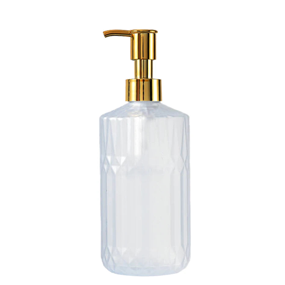 Soap Dispenser Rhombus Lotion Bottle Bathroom and Kitchen Sink Dish Soap Hands Soap Shampoo Container with Silicone Tray Tags