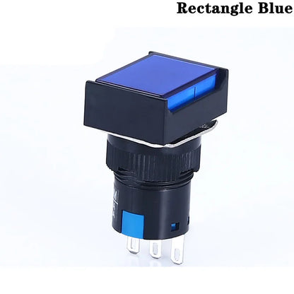 1NO1NC/2NO2NC 6.3V 12V 24V 220V Momentary Illuminuted Maintain Push Button Switches 16MM Latching Push Button Lamp LED