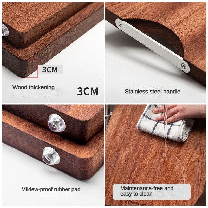 Solid Wood Cutting Board Hickened Ebony Cutting Board Antibacterial Mildew Kitchen Accessories Wooden No Paint No Wax