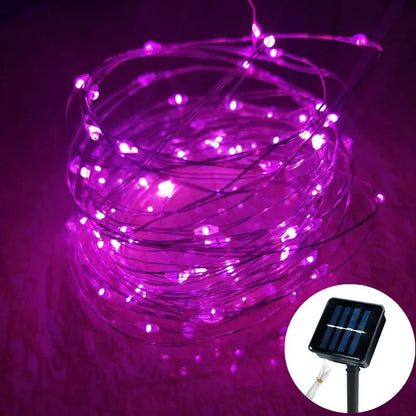 1 Pack Copper Wire Outdoor Solar Light String 8 Modes for Wedding Party Home Garden Summer Decoration LED Solar Garland Lamp