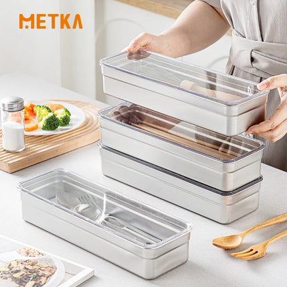 Stainless Steel Tableware Storage Container Chopsticks knife Fork Organizer Box Kitchen Acceesories Dish Drainer Storage Box