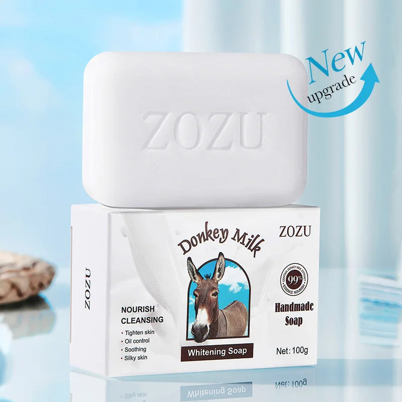 ZOZU Donkey Milk Body Hair Facial Soap Face Wash Foam Facial Cleanser Body Skin Cleaning Moisturizing Brightening Handmade Soap