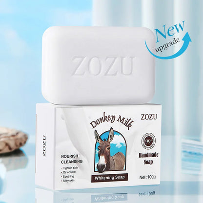 ZOZU Donkey Milk Body Hair Facial Soap Face Wash Foam Facial Cleanser Body Skin Cleaning Moisturizing Brightening Handmade Soap