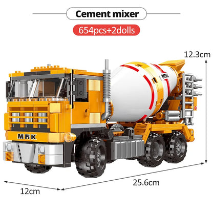 ZKZC City Engineering Vehicle Excavating Machine Building Block Dump Truck Hang Vehicle Brick Toys Series Children Gifts