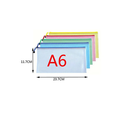 5pcs Transparent Zipper Storage Bag A3 A4 5 Plastic Mesh Waterproof Storage for Files Toys Stationery for Office Home Travel Use