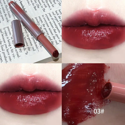 Strawberry Brown Jelly Lipstick Water Gloss Mirror Lip Gloss Moisturizing Hydrating Water Light Lip Stick Non-Sticky Lips Makeup