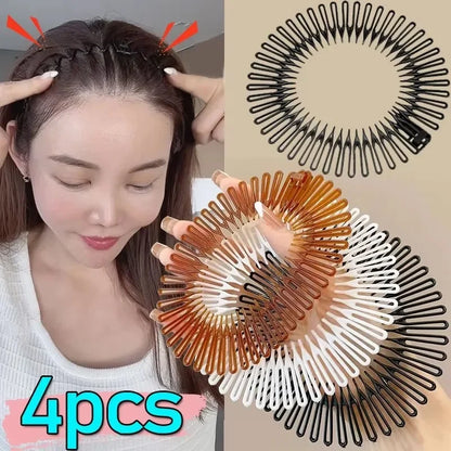 Women Plastic Full Circle Stretch Diamond Flexible Comb Teeth Headband Hair Band Clip Face Wash Fixed Hair Accessories Non-Slip