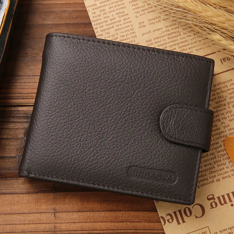 Bag Leather Men Wallets Cow Leather Solid Retro Style Zipper Purse Man Card Horders Multifunctional Money Clip Male Wallet