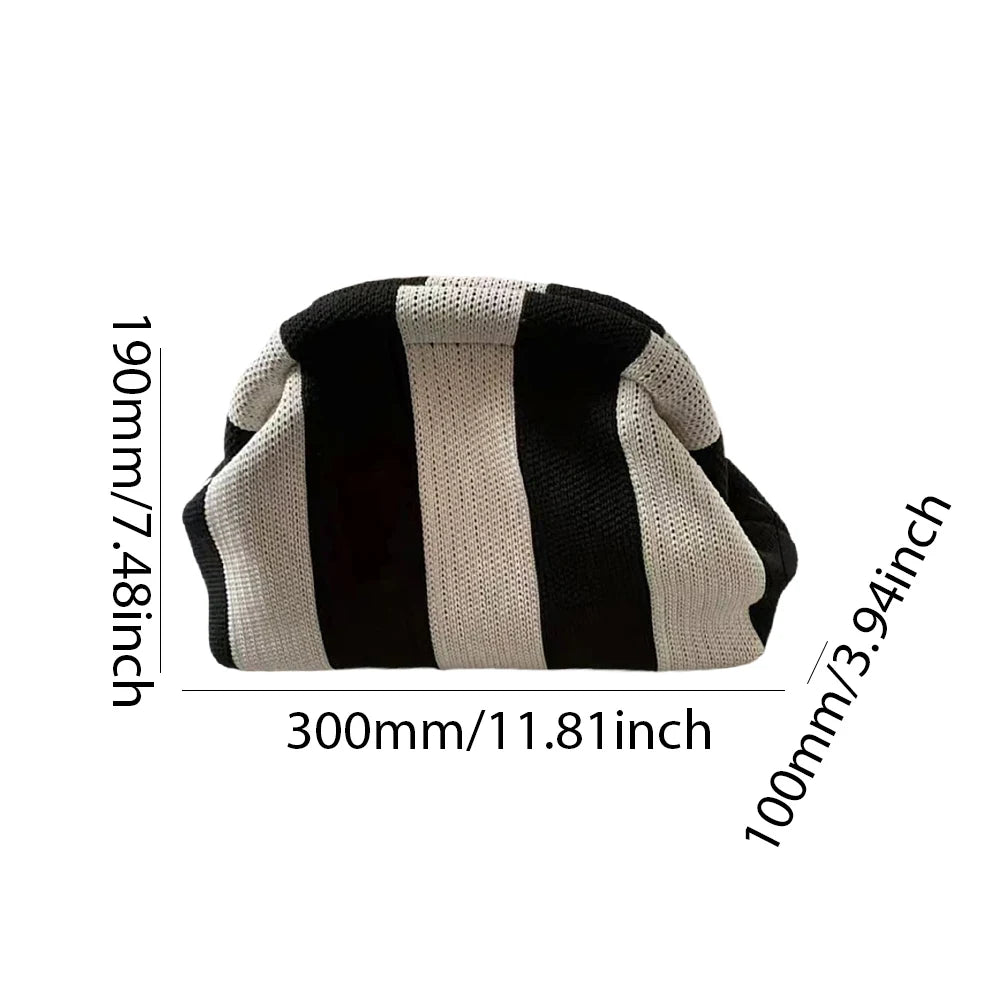 Summer Beach Bag Clutch Purses for Women Woven Crochet Handbags Dumpling Hobo Colorblock Bag Bohemian Ruched Purses Knit Clutch
