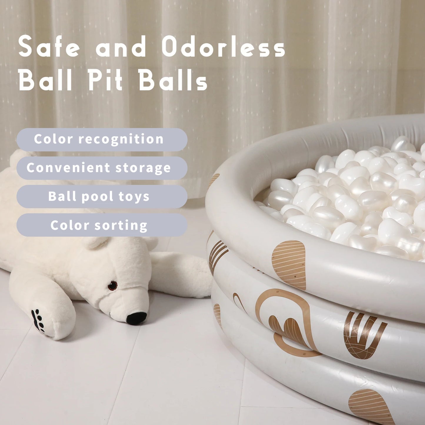 5.5cm 50/100pcs Eco-Friendly Ball Pit Balls Colourful Heart shape with Net Bag for Kids Water Pool Outdoor Tents Toys