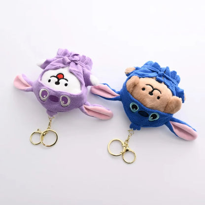 Cute Bathrobe Bear Dog Plush Keychain Kawaii Bathrobe Dress up Bag Pendant Soft Stuffed Accessories Toys For BIrthday Gift