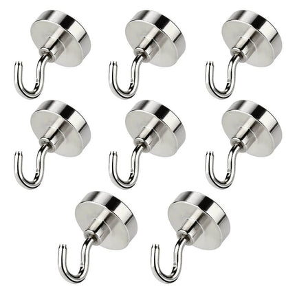 1-8 PCS Strong Neodymium Magnetic Hook Hold Up To 12kg 5Pounds Diameter 20mm  Magnets Quick Hook For Home Kitchen Workplace etc