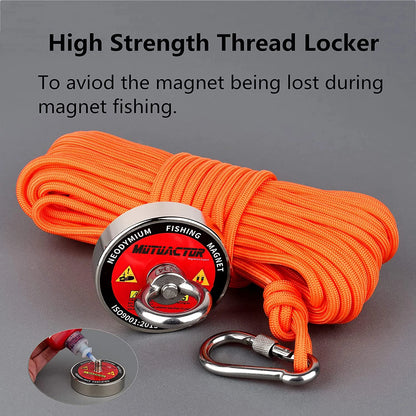 500LB/700/1100LB Salvage Magnet World Large Neodymium N52 Magnets Magnet Strong Fishing Magnet with 15M Rope Gloves Bag