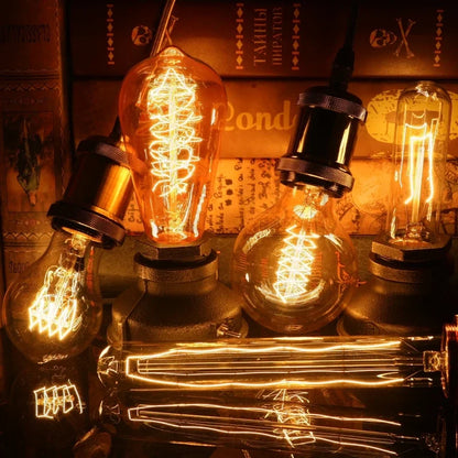 40W Retro Edison Bulb E27 220V Light Bulb A60 ST58 ST64 T10 T45 T185 G80 G95 Filament Vintage Ampoule Incandescent Spiral Lamp
