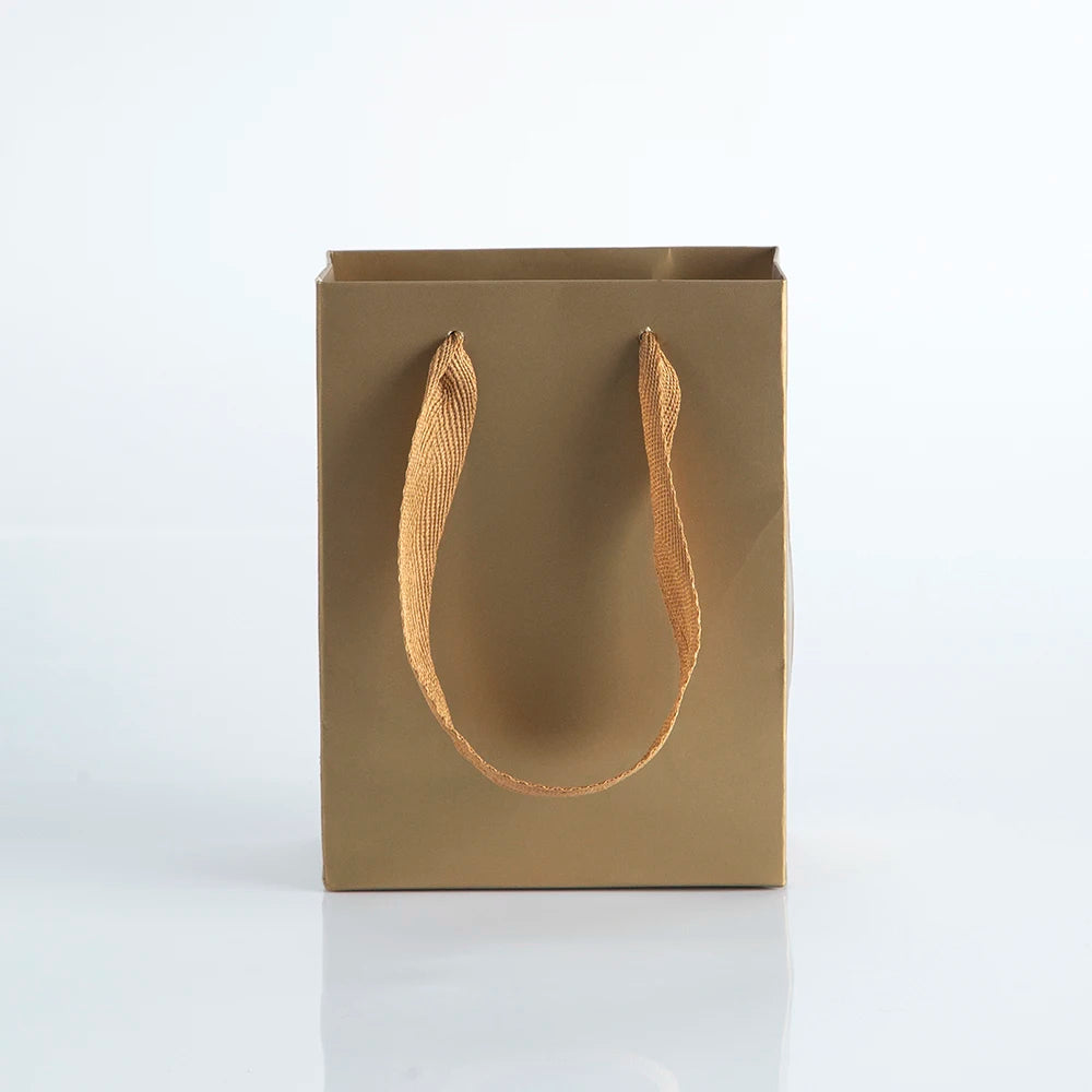 10Pack Bulk Blue White Gift Paper Bags with Ribbon Rope Kraft Handle Shopping Paper Bag 14x7x15cm Fast Food Take Away Packaging