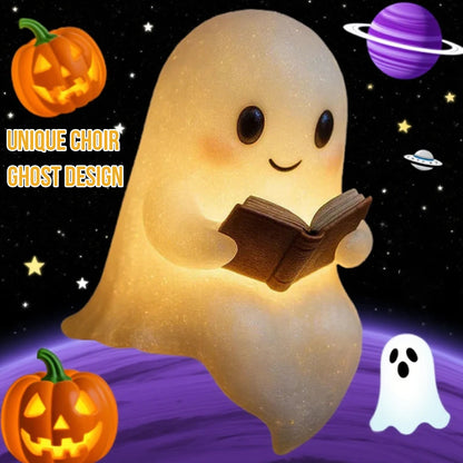 Halloween Cute Ghost Lamp Battery Powered Light Up Halloween Ornament Lovely Ghost Figurine Light for Bedroom Study Room Reader