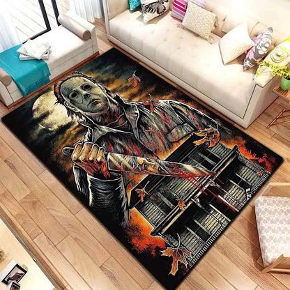 VIKAMA M-Michael Myers Horror Halloween Decorative Warmer Rug Home Living Room Bedroom Carpet Bathroom Kitchen Non Slip Carpet