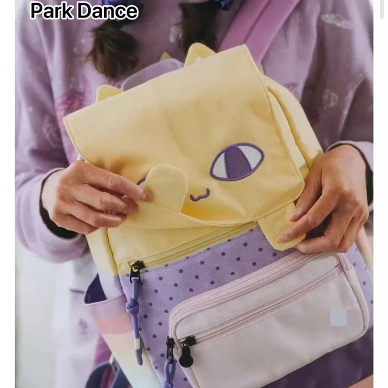 Yellow Kitten Lightweight Schoolbag Cartoon Backpack Cute Portable Stain-Resistant Bag Women's Ins Fashion Trendy Backpack