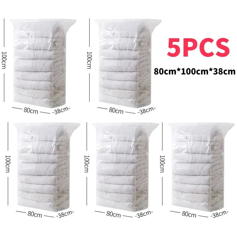 1-5pcs Thick Vacuum Compression Bag No Need Pump Cubic Large Plastic Vacuum Bags Quilt Clothes Storage Bags Travel Packing Bag