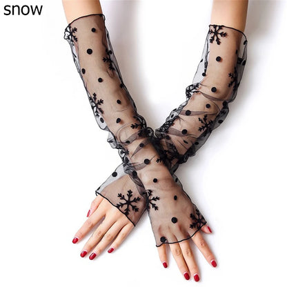 Summer Fashion Lady Gauze Sun Protection Sleeves Gloves Women Thin Long Fingerless Arm Warmers Sunscreen UV Breathable Mittens
