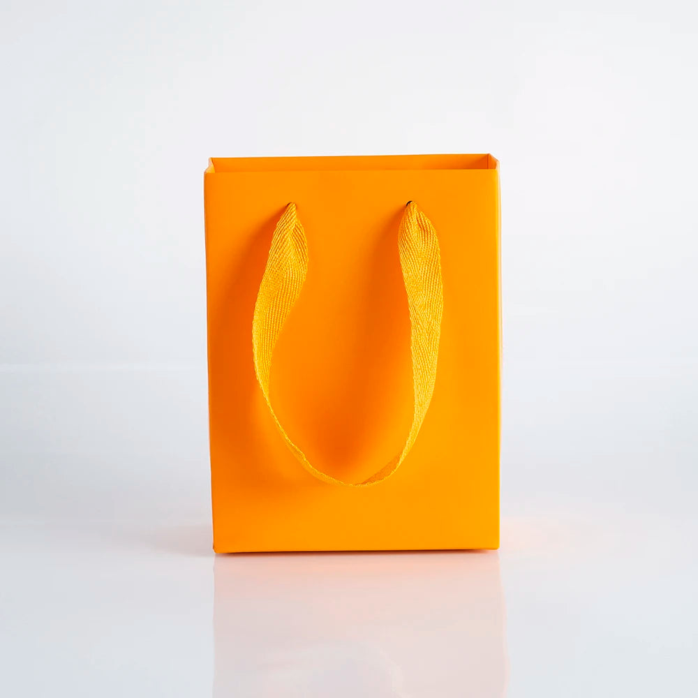 10Pack Bulk Blue White Gift Paper Bags with Ribbon Rope Kraft Handle Shopping Paper Bag 14x7x15cm Fast Food Take Away Packaging