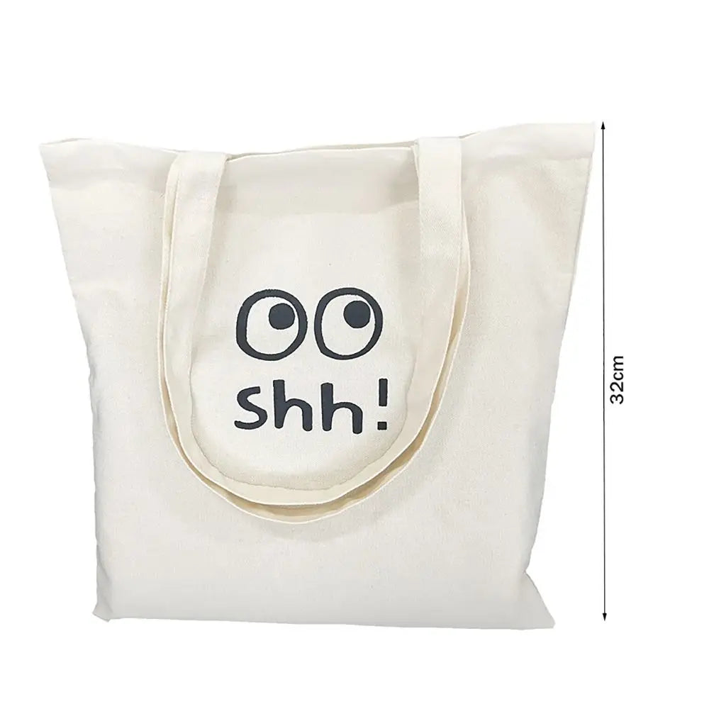 Simple Letter Printed Canvas Handbag Canvas Large Capacity Underarm Bag Shopping Bag Women Girls