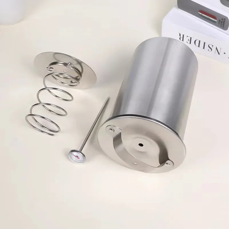 Stainless Steel Steamed Meat Pot Meat Press Cooker Ham Press with Thermometer Steamed Meat Bucket Home Kitchen Cooking Bake Tool