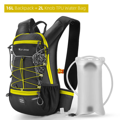 WEST BIKING 7L/16L Cycling Backpack Breathable Reflective Outdoor Climbing Hiking Hydration Backpack Bike Helmet Storage Bag