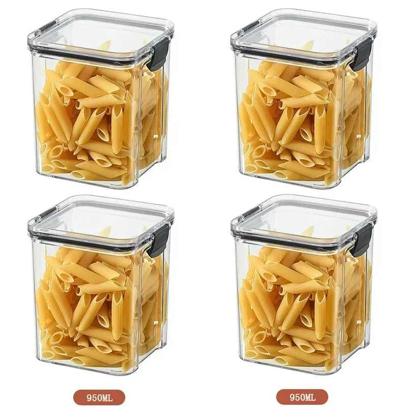 Sealed Jars Kitchen Grain Storage Organizer Large Tank Plastic Moisture-proof Storage Box Stackable Household Seasoning Jars Set