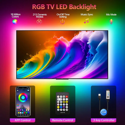 TV Backlight RGB LED Strip Lights USB Flexible Lamp Tape Ribbon for 55-75inch TV Computer Screen Background Lighting Home Decor