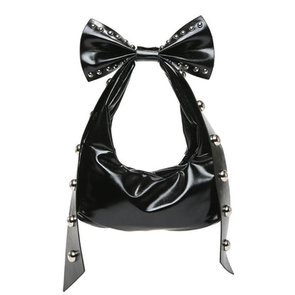 Trendy Handbag for Women with Unique Bows and Rivet Embellishments Stylish PU Leather Women's Shoulder Bag
