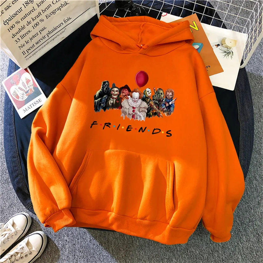Women Hoodies Japanese Anime Demon Friend print Hip Hop Fleece Woman Casual Pullover Unisex Streetwear Male Y2K Clothes Hoody