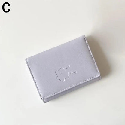 Women Short Bear Small Wallets Student Triple Fold Card Holder Girl ID Bag Card Holder Coin Purse Ladies Wallets Cartoon Bag