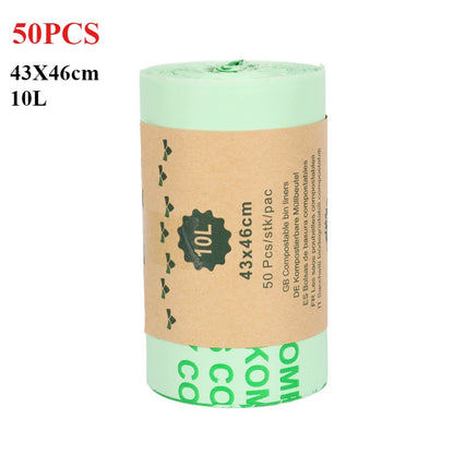 50pcs 6/8/10L /30L flat Trash Bags Biodegradable Garbage Bags Householde Compostable Rubbish Liners Bags for Kitchen