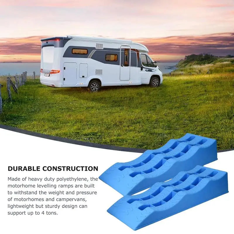 2Pcs RV Leveling Ramps Wheel Chocks Car Tire Anti-Skid Pad For Stabilizing Camper Or Trailer Leveler With Oxford Bag