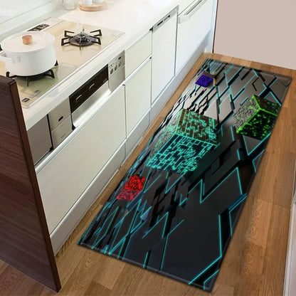 Sci-fi Geometric Square Pattern Home Kitchen Floor Mat Door Front Decoration Floor Mat