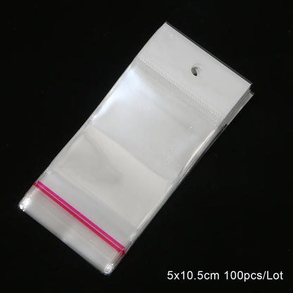 100pcs Multi Sizes Transparent OPP Bags With Hole Self Seal Clear Plastic Self Adhesive Cellophane Bag Food Storage Gift Package