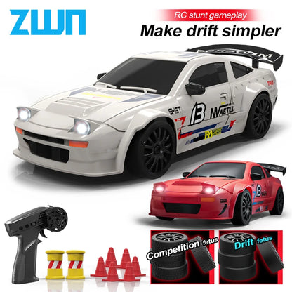 ZWN GTR Model AE86 RC CAR With LED Light 2.4G Radio Remote Control Drift Cars Professional 4WD Racing Toys for Children Gifts