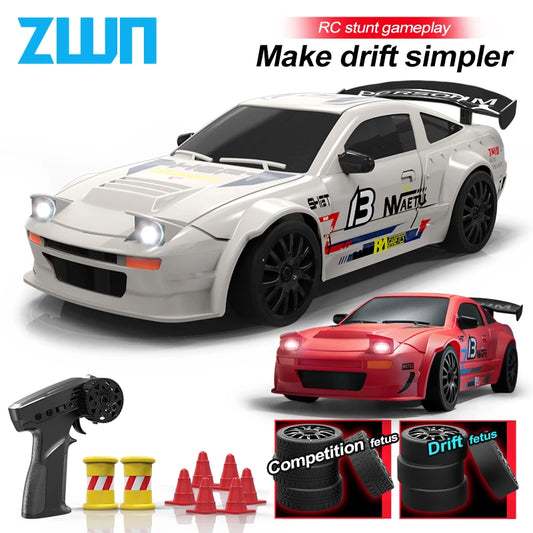 ZWN GTR Model AE86 RC CAR With LED Light 2.4G Radio Remote Control Drift Cars Professional 4WD Racing Toys for Children Gifts