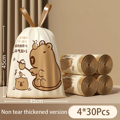 Thickened Tear-Free Drawstring Garbage Bag Portable Large Kitchen Cleaning Bag Household Essential