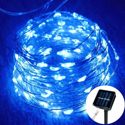 1 Pack Copper Wire Outdoor Solar Light String 8 Modes for Wedding Party Home Garden Summer Decoration LED Solar Garland Lamp