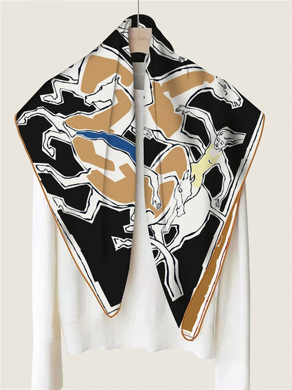 Reversible Twill Silk Scarf 90cm Square Scarves Hand-rolled Edges Bandanas Tops Shawls Bag Belt Neck Decoration Christmas Gifts