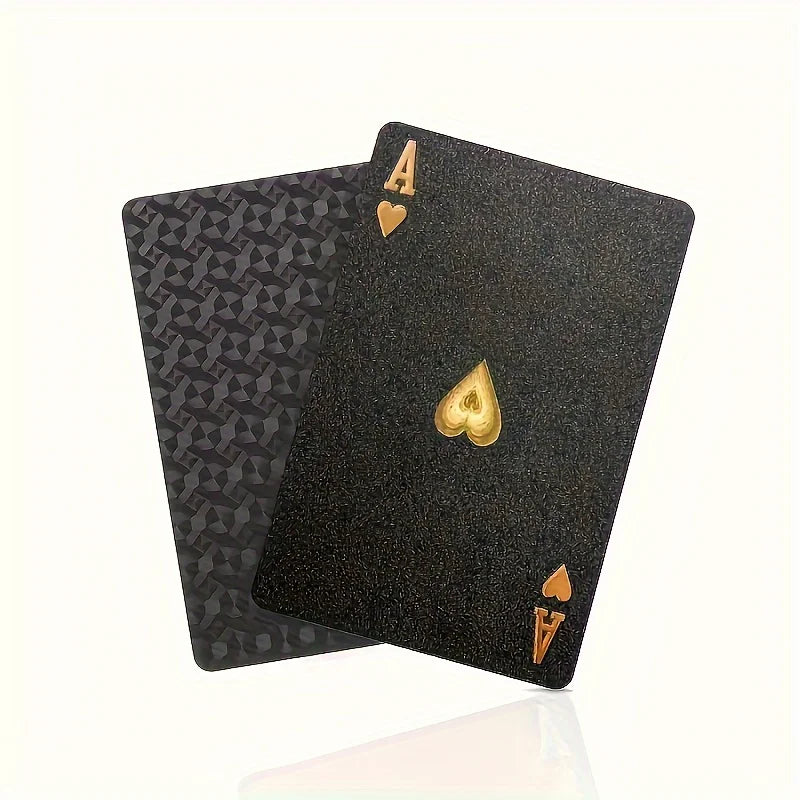 Waterproof Black & Golden Foil Playing Cards - Durable Plastic Poker Deck for Tabletop Games