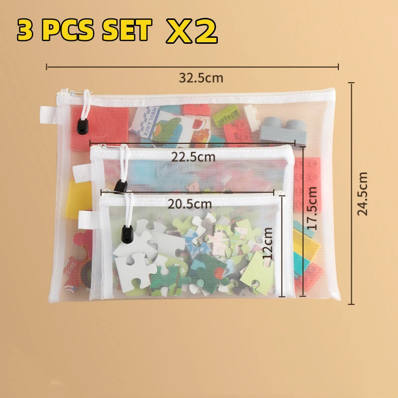 A4A5A6 Exam Paper Bag Pen Bag Mesh Zipper Student Office Simple Large Capacity Paper Bag Document Bag Folder Transparent
