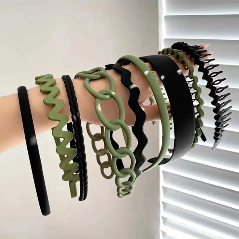 9Pcs/Set Non-slip Hair Hoop Band for Women Men Frosted Face Wash Headband Multi-style Headbands Simple Hairband Hair Accessories