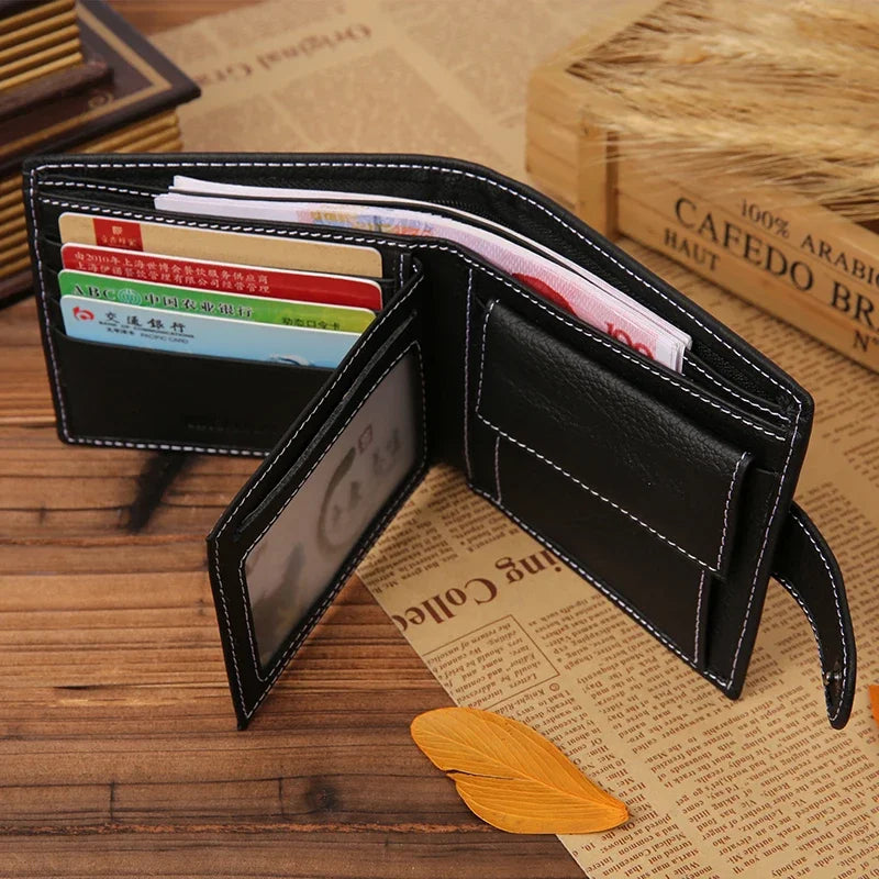 Bag Leather Men Wallets Cow Leather Solid Retro Style Zipper Purse Man Card Horders Multifunctional Money Clip Male Wallet