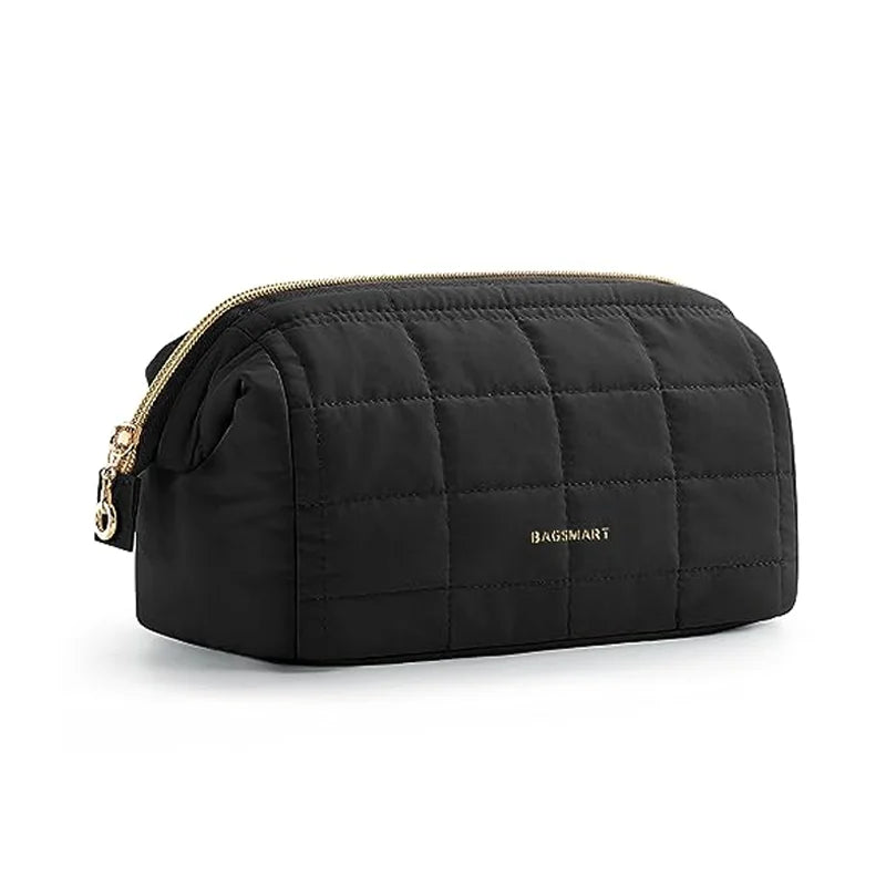 BAGSMART Travel Makeup Bag Cosmetic Bag for purse Make Up Brush Organizer Case for Women Large Wide-open Portable Pouch