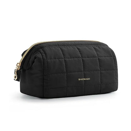 BAGSMART Travel Makeup Bag Cosmetic Bag for purse Make Up Brush Organizer Case for Women Large Wide-open Portable Pouch